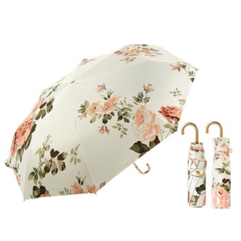Αντιανεμική ομπρέλα ταξιδιού για τη βροχή, πτυσσόμενες γυναικείες ομπρέλες ταξιδιού, vintage τριδιπλωμένη 8 πλευρά