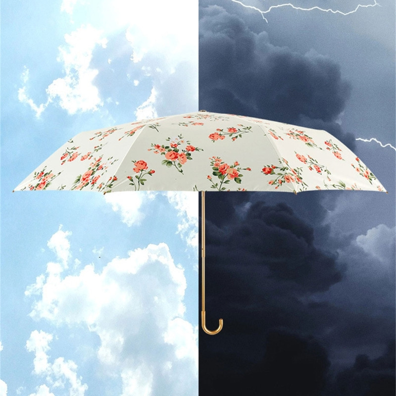 Vēja necaurlaidīgs ceļojumu lietussargs lietus saulessargam salokāmi ceļojumu lietussargi sievietēm Vintage trīskāršās 8 ribu lietussargs dāvana