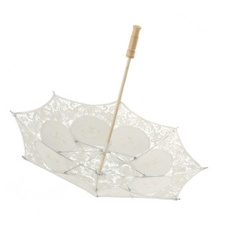 Дантелен чадър Ръчно изработен памучен занаятчийски фотографски реквизит Сватбен чадър Декор Диаметър 60 см (бежов)