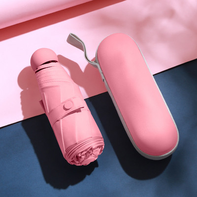 Minikapsel vihmavari Kerge päikesepaisteline vihmane vihmavari Naiste UV-vastane päikesevari vihmavari tasku päikesekaitsega vihmavari Kaasaskantav Paraguas