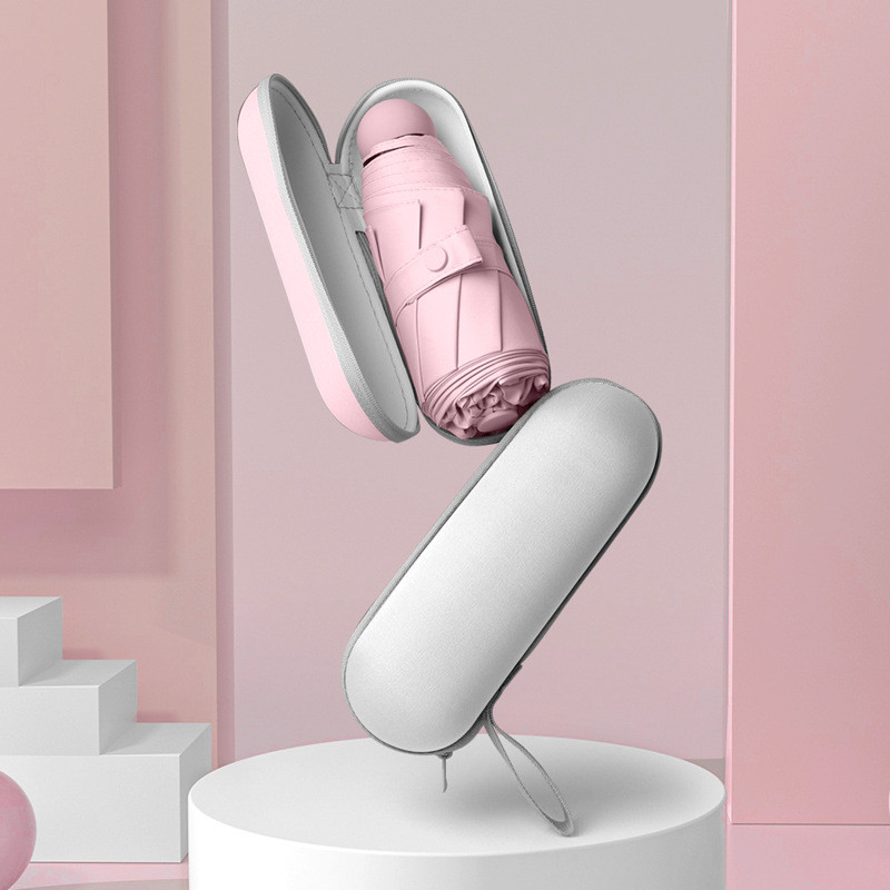 Minikapsel vihmavari Kerge päikesepaisteline vihmane vihmavari Naiste UV-vastane päikesevari vihmavari tasku päikesekaitsega vihmavari Kaasaskantav Paraguas