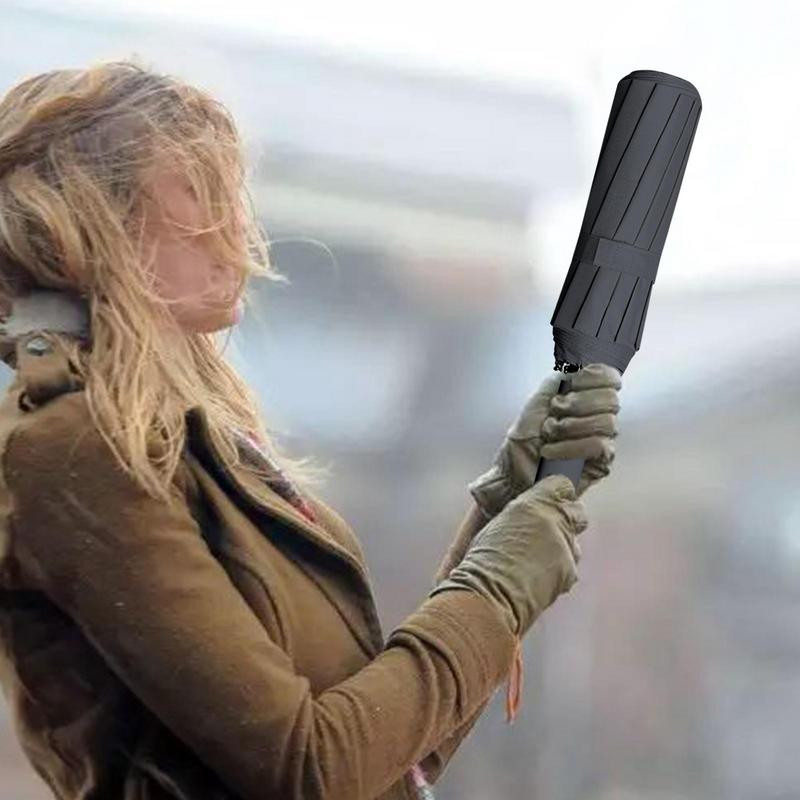 12 Bones automātiskais lietussargs ar vienu klikšķi atverams un aizverams vīriešu biznesa salokāms liels, pastiprināts, vēja necaurlaidīgs sieviešu saulessargs