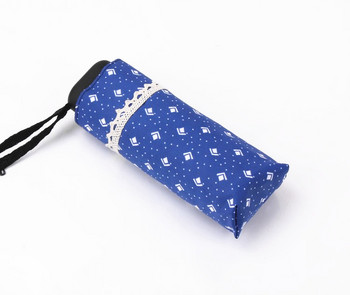 Лек джобен мини чадър за дъжд Дамски ветроустойчив издръжлив 5 сгъваеми чадъра за слънце Преносим женски дантелен чадър