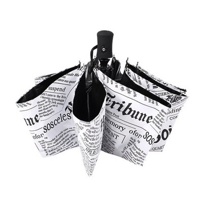 Potpuno automatski ispis novina, tri sklopiva kišobrana, uniseks retro kišobrani za putovanja na otvorenom, kampiranje po kiši