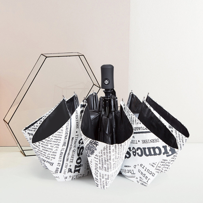 Potpuno automatski ispis novina, tri sklopiva kišobrana, uniseks retro kišobrani za putovanja na otvorenom, kampiranje po kiši