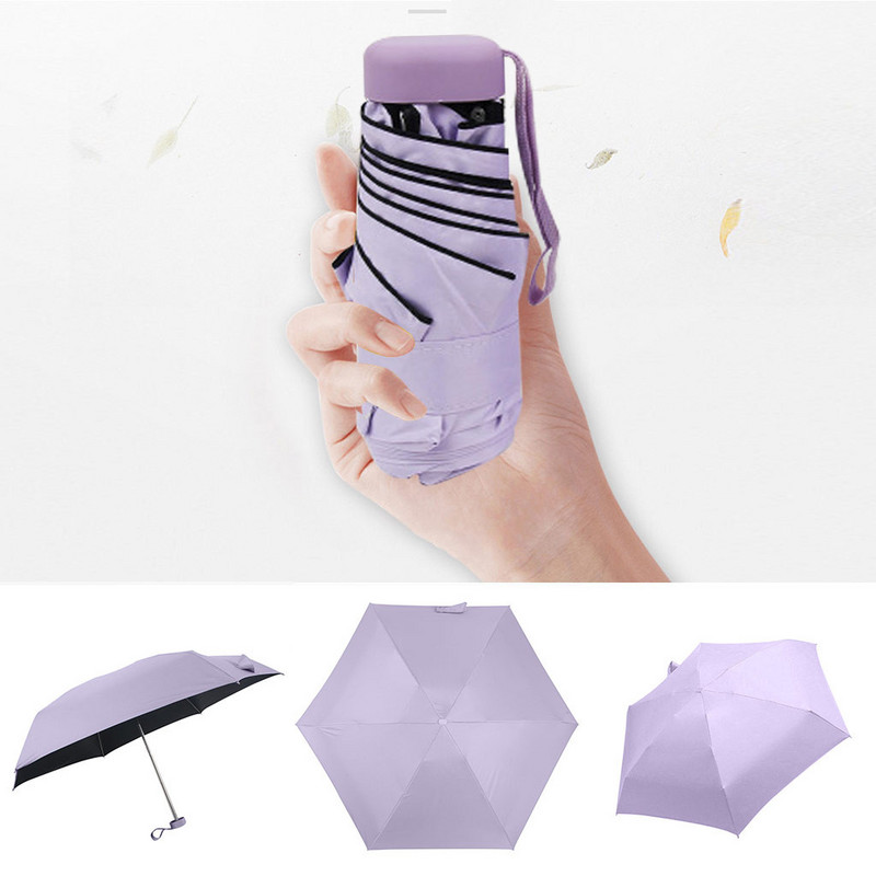 Umbrelă de lux ușoară pentru femei Umbrelă de soare cu acoperire neagră 5 ori Umbrelă de ploaie unisex Mini umbrelă portabilă de călătorie
