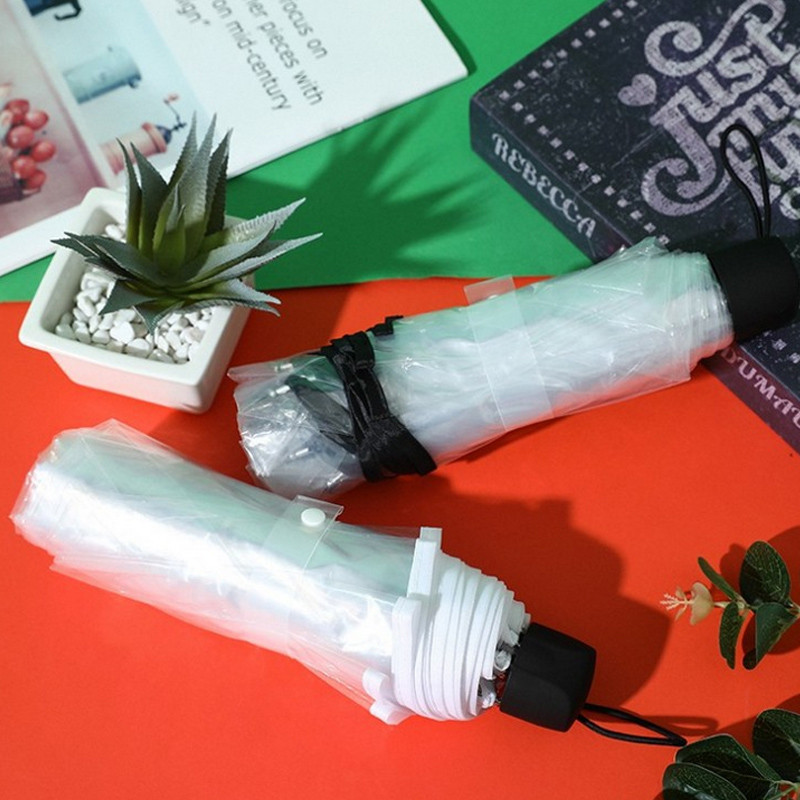 Малък моден сгъваем чадър за дъжд Дамски подарък Мъжки Мини джобен чадър Момичета Преносими прозрачни чадъри за пътуване