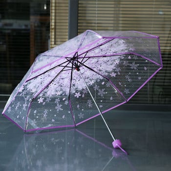 Διαφανής διαφανής ομπρέλα με μανιτάρια από άνθη κερασιάς Apollo Sakura 3 Fold Umbrella Protection Ομπρέλα παιδική ομπρέλα #A