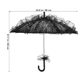 1бр сватбен дантелен чадър, булчински декоративен чадър, дамски костюм с дантелен чадър, чаено парти (черен)