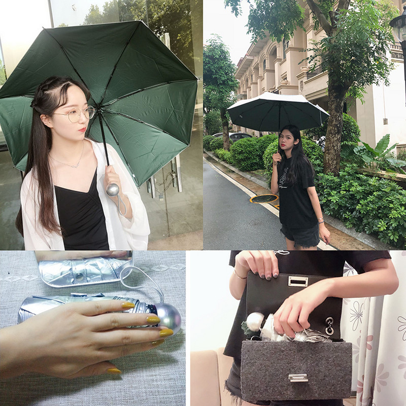 8 Ribs Pocket Mini Umbrella Anti UV Paraguas Saulessargs Lietus Vēja Necaurlaidīgs Viegli Salokāmi Pārnēsājami Lietussargi Sievietēm Vīriešiem Bērniem