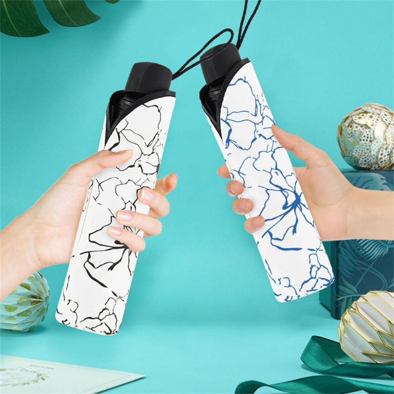 Lietussargs Melns Līme Trīs salokāms sauļošanās līdzeklis melns lietussargs Rokasgrāmata Jauns Ziedu Lietussargs Lietus Gear Saulessargs Trīskāršs lietussargs