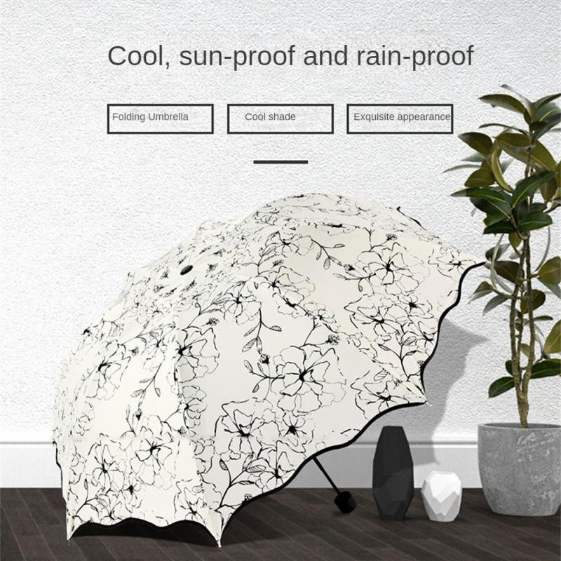 Lietussargs Melns Līme Trīs salokāms sauļošanās līdzeklis melns lietussargs Rokasgrāmata Jauns Ziedu Lietussargs Lietus Gear Saulessargs Trīskāršs lietussargs