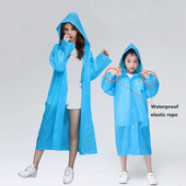 Poncho de ploaie reutilizabil EVA pentru copii, adulți, impermeabilă, pentru copii, fete, femei, costum de ploaie transparent transparent pentru studenți
