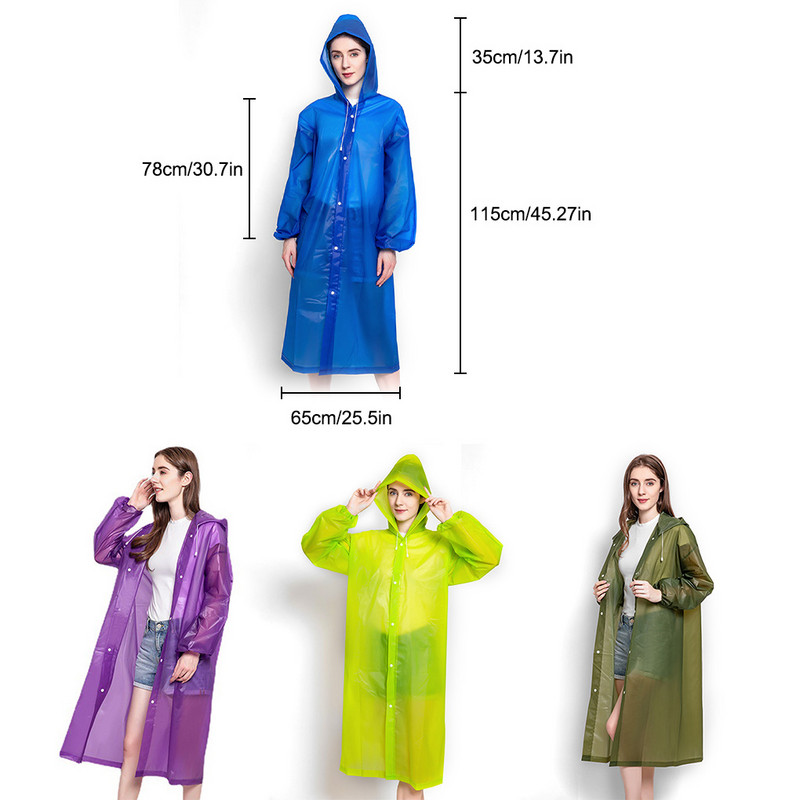 Fashion EVA Unisex Αδιάβροχο Παχύ αδιάβροχο παλτό βροχής ανδρικό γυναικείο μαύρο πολύχρωμο κάμπινγκ αδιάβροχο κοστούμι με κουκούλα
