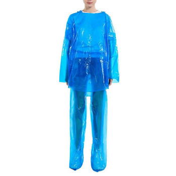 Син защитно работно облекло Дъждобран Костюм за дъждобран Дъждобран за многократна употреба на открито Устойчив на прах Водоустойчив и мръсотия Разцепен дъждобран