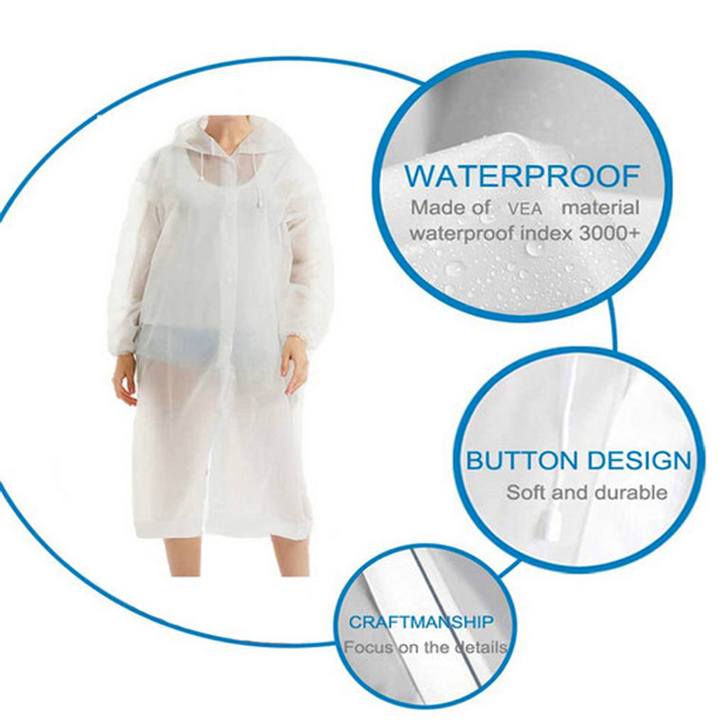 145*68cm biezināts EVA ūdensizturīgs lietusmētelis pārnēsājams unisex āra ceļojumu lietus apģērbs kempings pārgājieniem ar kapuci lietus pončo lietus pārsegs