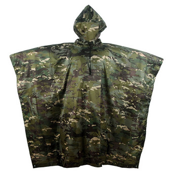 Αδιάβροχο αδιάβροχο Poncho υπαίθρια στρατιωτικά τακτικά αδιάβροχα ρούχα Κάμπινγκ Πεζοπορία Κυνήγι Ghillie Suits Travel Umbrella Rain Εξοπλισμός