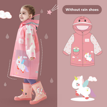 Μεγάλο γείσο παιδικό αδιάβροχο για κορίτσια και αγόρια για μαθητές σχολείου Ολόσωμο αδιάβροχο μεγάλο παιδικό παλτό βροχής Ταξιδιωτικό κάμπινγκ RainWear