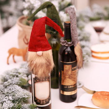 Χριστουγεννιάτικο κάλυμμα μπουκαλιού κρασιού Άγιος Βασίλης Κάλυμμα μπουκαλιού σαμπάνιας Διακόσμηση τραπεζιού τσάντα με κορδόνι για Πρωτοχρονιά 2022 Δώρα Navidad Χριστουγέννων