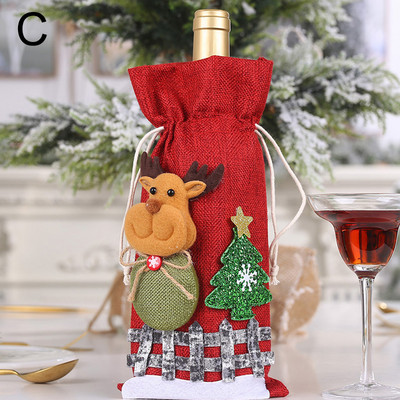 Ziemassvētku vīna pudeles vāciņš Ziemassvētku vecīša šampanieša pudeles vāks, aukliņas maisa galda dekors Jaunais gads 2022 Ziemassvētku Navidad dāvanas