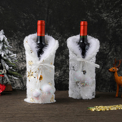 1pc Christmas Red Wine Bottle Covers Bag Plush fabrics Holiday Santa Claus Champagne Bottle Cover Christmas Decorations For Home