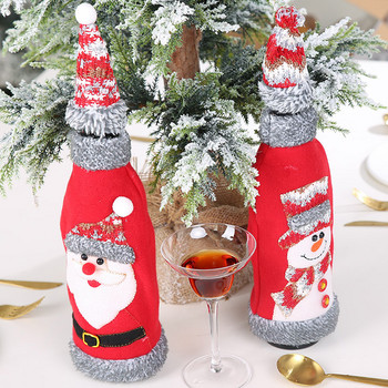 Коледни капаци за бутилки вино Чанта Празничен Дядо Коледа Капак за бутилка шампанско Червена Весела Коледа Декорации за маса за дома
