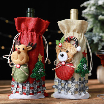 Χριστουγεννιάτικα Καλύμματα Μπουκαλιού Κρασιού Τσάντα Γιορτινό Κάλυμμα Μπουκαλιού Σαμπάνιας Άγιου Βασίλη Κόκκινο Καλά Χριστουγεννιάτικα Διακοσμητικά Τραπεζιού για το Σπίτι