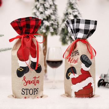 Χριστουγεννιάτικο κάλυμμα σκόνης μπουκαλιού κρασιού Πρωτοχρονιά 2023 Noel Navidad Χριστουγεννιάτικη διακόσμηση για δείπνο σπιτιού Χριστουγεννιάτικη διακόσμηση τσάντα κρασιού