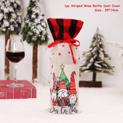 Kalėdų vyno butelio dulkių dangtelis Naujieji 2023 m. Noel Navidad Kalėdų puošmena vakarienės dekoravimui Kalėdų puošmena vyno maišelis