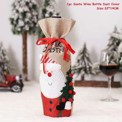 Kalėdų vyno butelio dulkių dangtelis Naujieji 2023 m. Noel Navidad Kalėdų puošmena vakarienės dekoravimui Kalėdų puošmena vyno maišelis