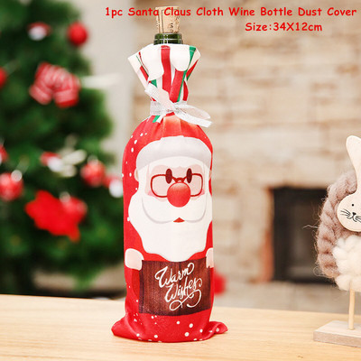Kalėdų vyno butelio dulkių dangtelis Naujieji 2023 m. Noel Navidad Kalėdų puošmena vakarienės dekoravimui Kalėdų puošmena vyno maišelis