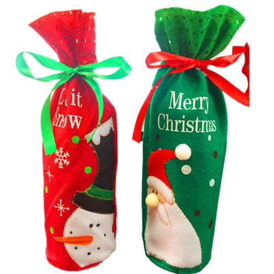 Ограничена във времето чанта за бутилка вино Дядо Коледа 2018 Красиви торбички за коледни подаръци Дърво Доставки за декорация на маса Коледни орнаменти за дома