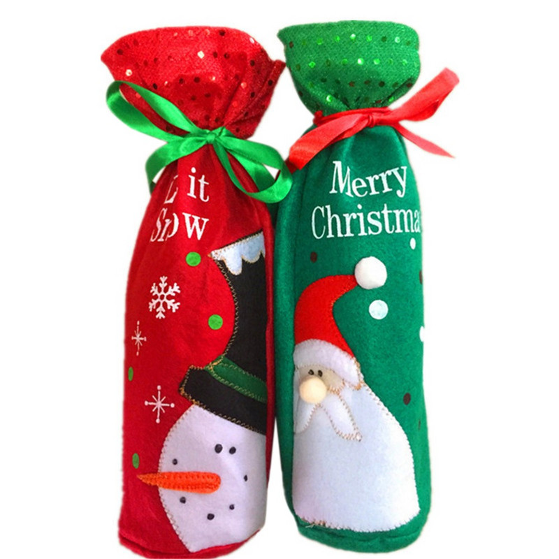 Piiratud tähtajaga Jõuluvana veinipudelikott 2018 Ilusad jõulukinkekotid Puu lauakaunistused Kodukaunistused