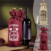 Wine Print Λινάτσα Λινάτσα με κορδόνι Σάκκο κρασιού Eco Επαναχρησιμοποιήσιμη Θήκη για Μπουκάλι Φιλικό για τα γενέθλια Χριστουγεννιάτικο δώρο ενοικίασης σπιτιού καλύτερο δώρο