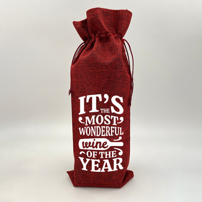 Wine Print Λινάτσα Λινάτσα με κορδόνι Σάκκο κρασιού Eco Επαναχρησιμοποιήσιμη Θήκη για Μπουκάλι Φιλικό για τα γενέθλια Χριστουγεννιάτικο δώρο ενοικίασης σπιτιού καλύτερο δώρο