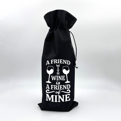 Wine Print Λινάτσα Λινάτσα με κορδόνι Σάκκο κρασιού Eco Επαναχρησιμοποιήσιμη Θήκη για Μπουκάλι Φιλικό για τα γενέθλια Χριστουγεννιάτικο δώρο ενοικίασης σπιτιού καλύτερο δώρο