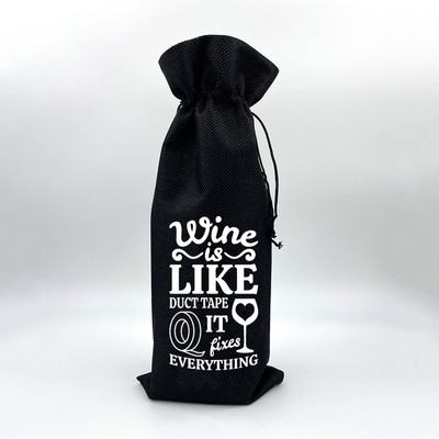 Wine Print Λινάτσα Λινάτσα με κορδόνι Σάκκο κρασιού Eco Επαναχρησιμοποιήσιμη Θήκη για Μπουκάλι Φιλικό για τα γενέθλια Χριστουγεννιάτικο δώρο ενοικίασης σπιτιού καλύτερο δώρο