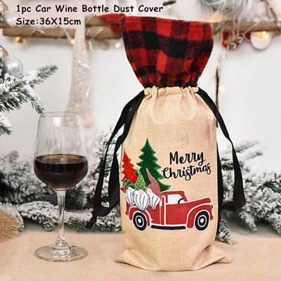 Vyno maišelis Naujieji 2024 m. Kalėdų vyno butelio dangteliai Kalėdų papuošimai namams Kalėdų ornamento stalo dekoras 2023 Navidad