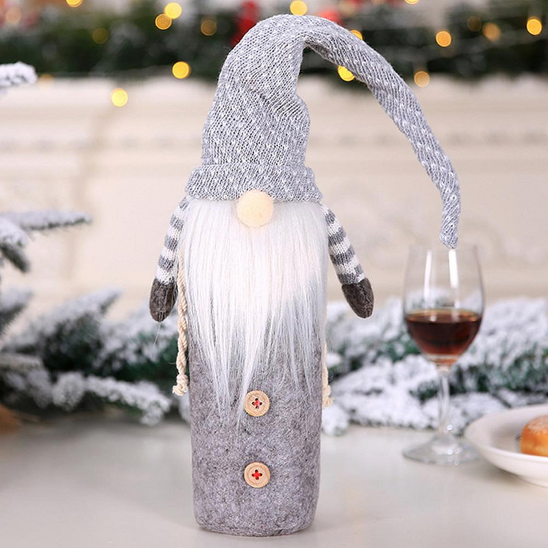 Arctalan öregember borosüveg fedele Boldog karácsonyi dekoráció otthonra 2021 karácsonyi dísz Újév 2022 Karácsonyi Navidad Ajándékok