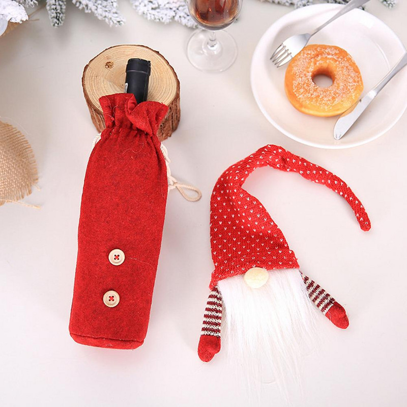 Arctalan öregember borosüveg fedele Boldog karácsonyi dekoráció otthonra 2021 karácsonyi dísz Újév 2022 Karácsonyi Navidad Ajándékok