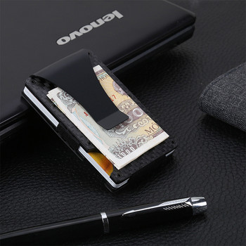 Горещ портфейл за държач на кредитна карта от въглеродни влакна, нов дизайн, минималистичен Rfid блокиращ, тънък метален картодържател, антизащитен щипка за мъже