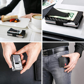 Πορτοφόλι θήκης πιστωτικής κάρτας Hot Carbon Fiber Νέος σχεδιασμός Minimalist Rfid Blocking Slim Metal Cardholder Anti Protect Clip για άνδρες