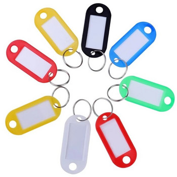 50 бр./лот Цветни пластмасови ключодържатели Ключови етикети Етикет с номерирано име Етикет за багаж ID Етикет с име на етикет с разделен пръстен