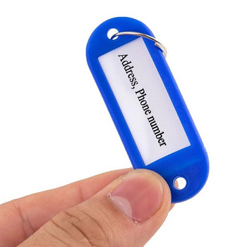 50 бр./лот Цветни пластмасови ключодържатели Ключови етикети Етикет с номерирано име Етикет за багаж ID Етикет с име на етикет с разделен пръстен