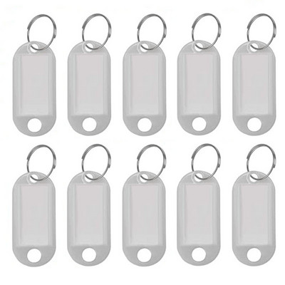 50 бр./лот Цветни пластмасови ключодържатели Ключови етикети Етикет с номерирано име Етикет за багаж ID Етикет с име на етикет с разделен пръстен