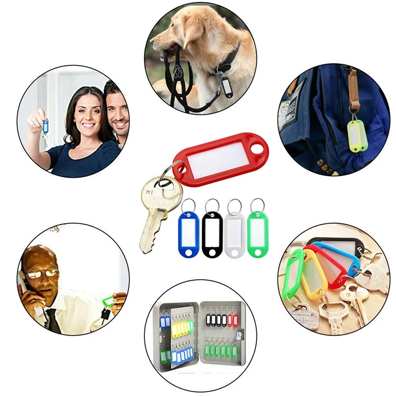 50 бр./лот Цветни пластмасови ключодържатели Ключови етикети Етикет с номерирано име Етикет за багаж ID Етикет с име на етикет с разделен пръстен