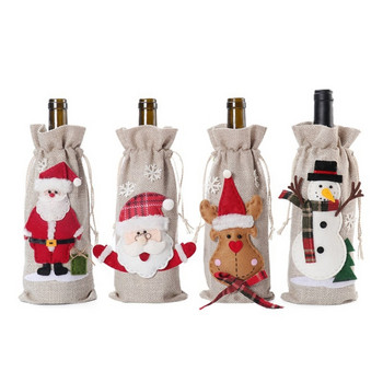 Χριστουγεννιάτικα στολίδια Santa Κάλυμμα μπουκαλιού κρασιού Χιονάνθρωπος Δώρα σαμπάνιας Τσάντες Πρωτοχρονιάς Χριστουγεννιάτικο Διακόσμηση Τραπεζιού για Δείπνο Σπιτιού B03E