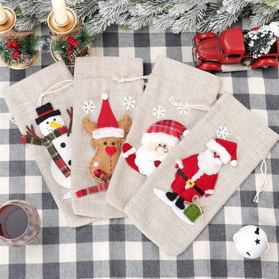 Christmas Decorations Santa Wine Bottle Cover Snowman Champagne Gifts Bags New Year Xmas Home Dinner Party Table Decor B03E