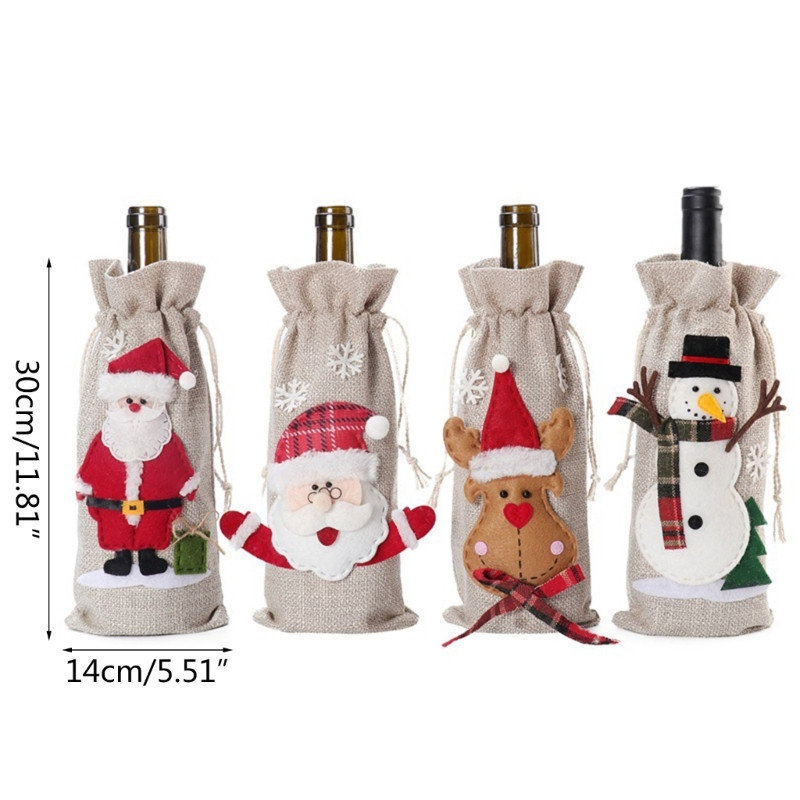 Kalėdų papuošalai Kalėdų Senelio vyno butelio dangtelis Sniego senelis Šampanas Dovanos Krepšiai Naujieji Metai Kalėdos Namų vakarienės vakarėlio stalo dekoras B03E