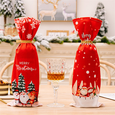 Christmas Wine Bottle Cover Ornament Clothes Set Xmas Santa Table Decor 2022 New Year Gift Noel Christmas Decorations For Home